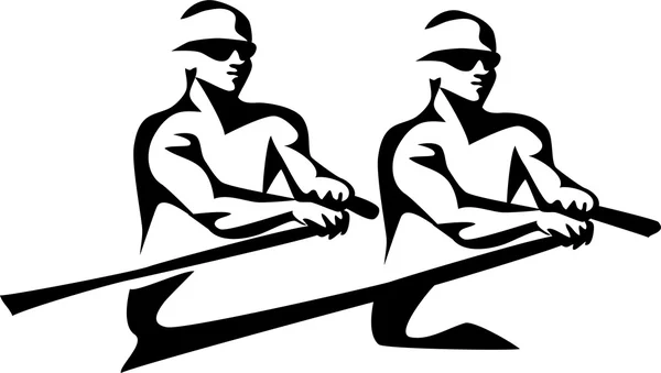 iki rowers-vektör çizim