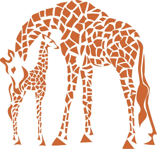Giraffe met jonge — Stockvector