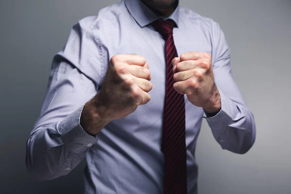 Man Nam Een Vechtende Houding Aan — Stockfoto