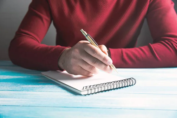 Young Man Writes Notebook — Stock Photo, Image