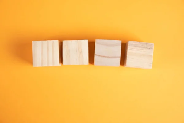 Wooden Cubes Text Orange Background — Stock Photo, Image