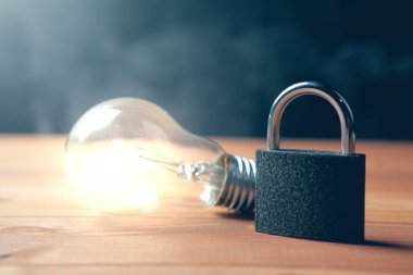 lamp and lock on the table