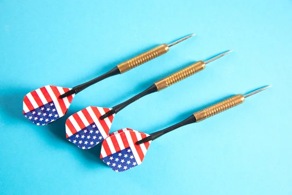 American Flag Darts Blue Background — Stock Photo, Image