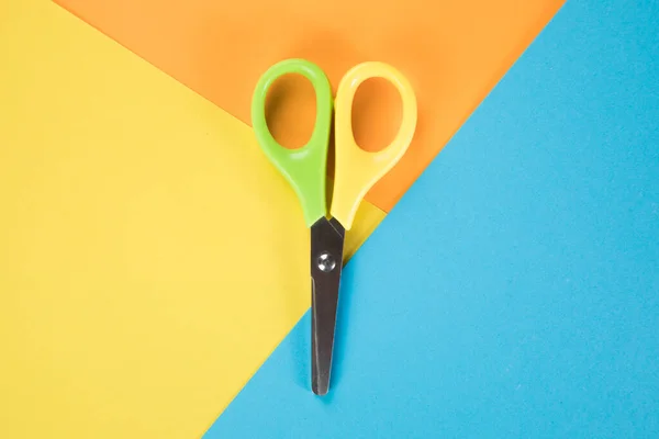 Scissor Multi Colored Pieces Paper Cutting Tool — Stock Photo, Image