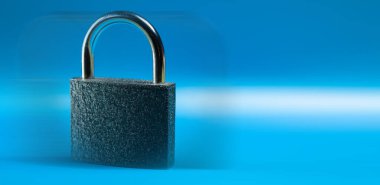 Mavi arkaplanda metal kilit