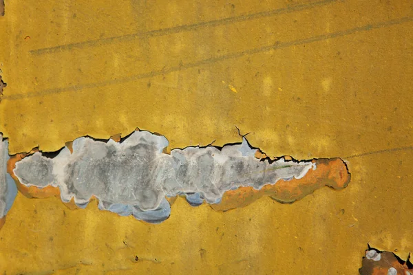 Tinta Amarela Descascada Ferro — Fotografia de Stock