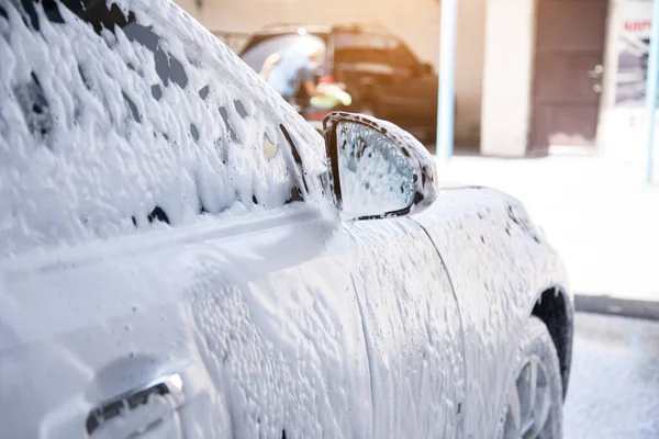 foam on the machine. car wash