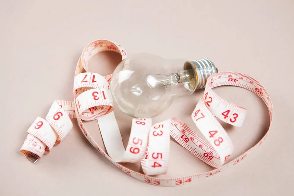 Measuring Tape Lamp White Background — Stock Photo, Image