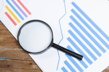 Masadaki istatistiksel grafiklerin büyütücüsüName