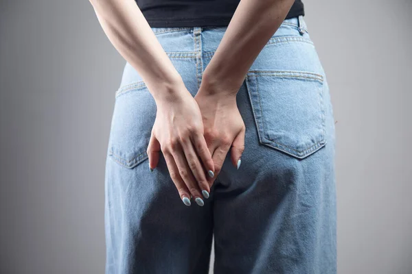 Girl Hemorrhoids Holding Ass — Stock Photo, Image