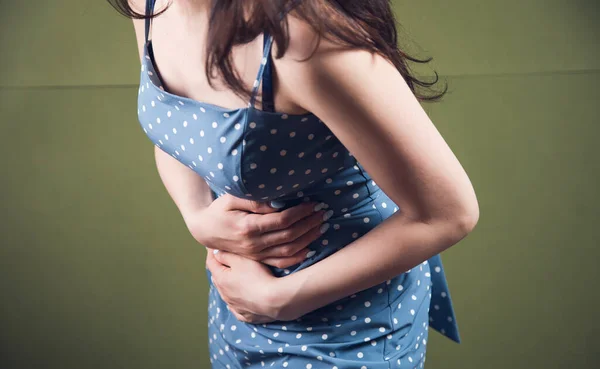 Young Woman Has Stomach Ache — Stock Photo, Image