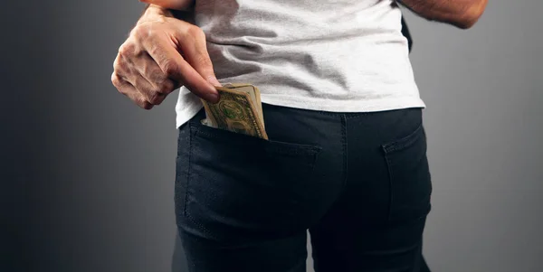 Man Steals Money Woman Back Pocket — Stock Photo, Image