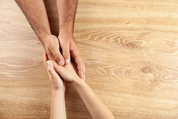 Hands Lovers Table View — Stock Photo, Image