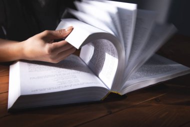 Kitap okuyan genç bir kadın.