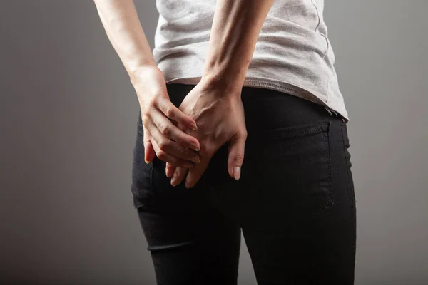 Girl Hemorrhoids Holding Ass — Stock Photo, Image