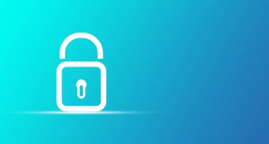 üzerinde mavi arka plan izole kilit simgesi