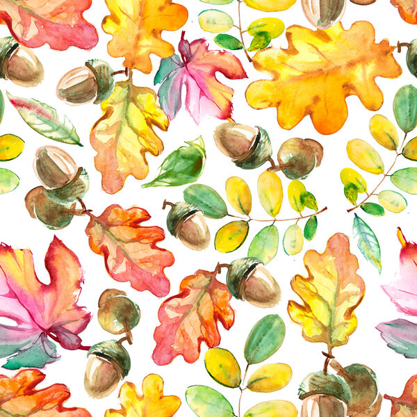 Watercolor forest seamless pattern