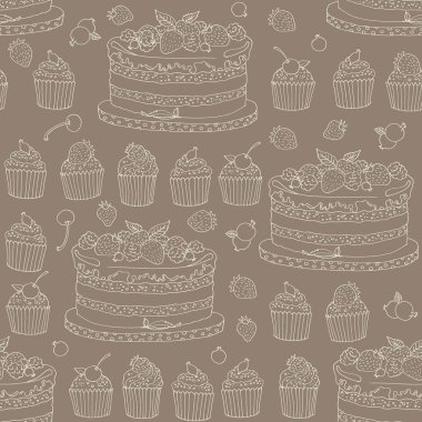 Vektör arka plan ile pasta ve bariyer olarak retro tarzı