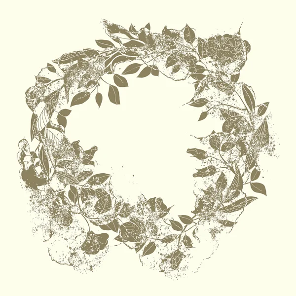 Wreath of roses and branches in the grunge style — Stock Photo, Image