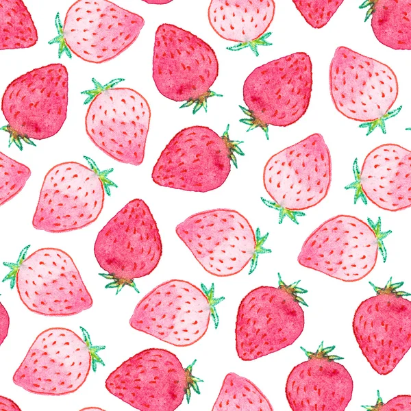 원활한 수채화 딸기 패턴 — 스톡 사진