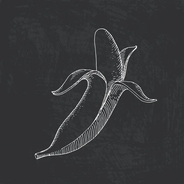 Banane dessinée à la main avec de la craie sur tableau noir — Image vectorielle