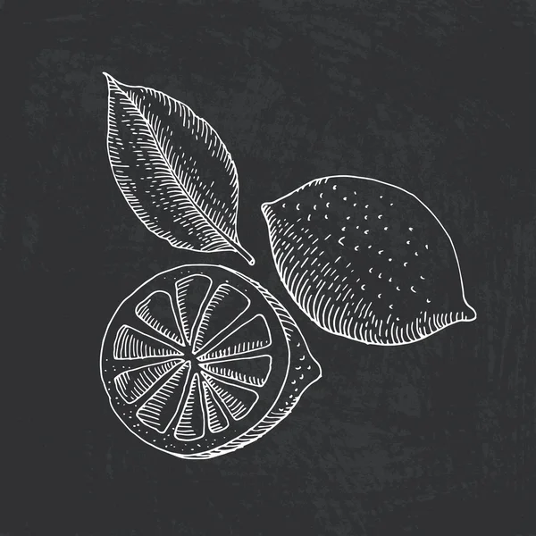 Mano de limón dibujada con tiza en pizarra — Archivo Imágenes Vectoriales