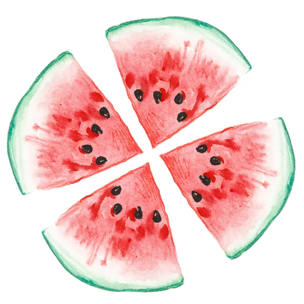 Aquarell-Illustration der reifen Wassermelone — Stockfoto