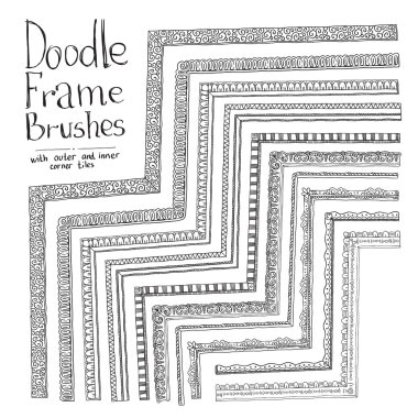 Vektör doodle fırçalar witn iç ve dış köşe