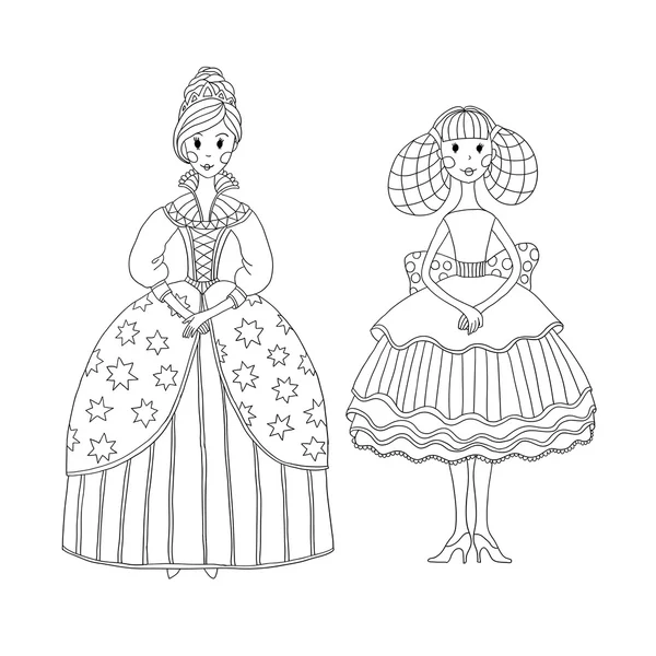 Princesa e bailarina para colorir livro . —  Vetores de Stock