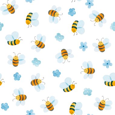 gülümseyen arı suluboya desen