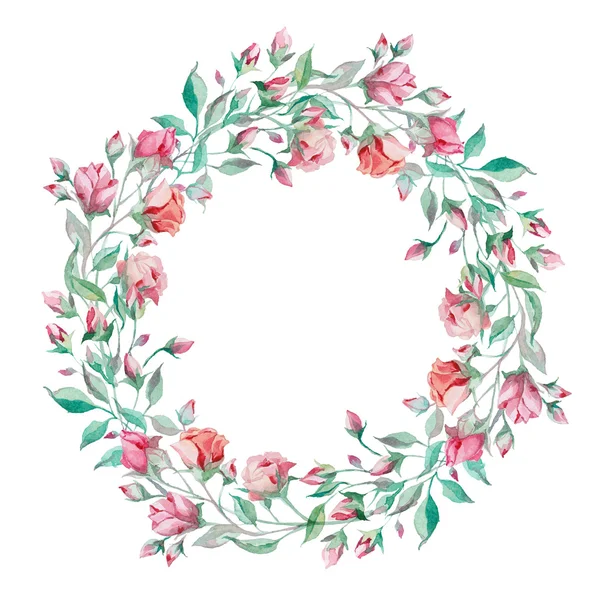 Wreath of small pink roses — Stock Photo, Image