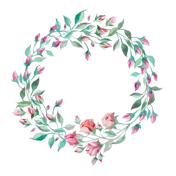 Wreath of small pink roses — Stock Photo, Image