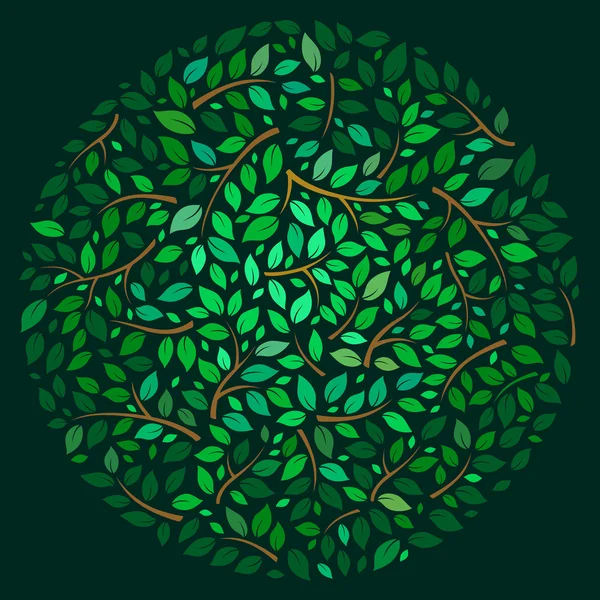 Векторные ветви с листьями в круге — стоковый вектор