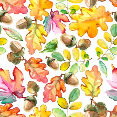 Sorunsuz suluboya doku ile sonbahar yaprakları