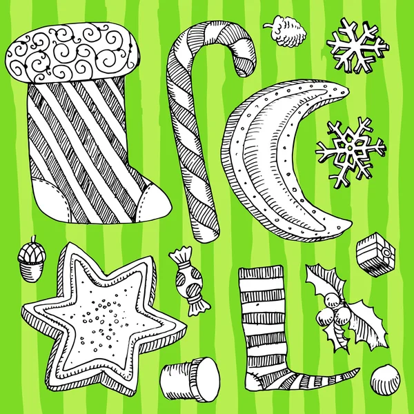 Christmas drawing objects — Stock Vector