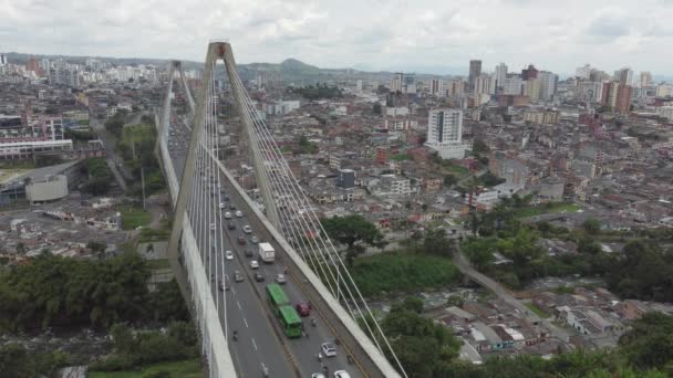 Ponte Aérea Viaducto Czar Gaviria Trujillo Pereira Colômbia Carros Estrada — Vídeo de Stock