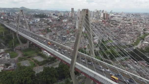 Strzał Powietrza Bridge Viaducto Cara Gaviria Trujillo Pereira Kolumbia Samochody — Wideo stockowe