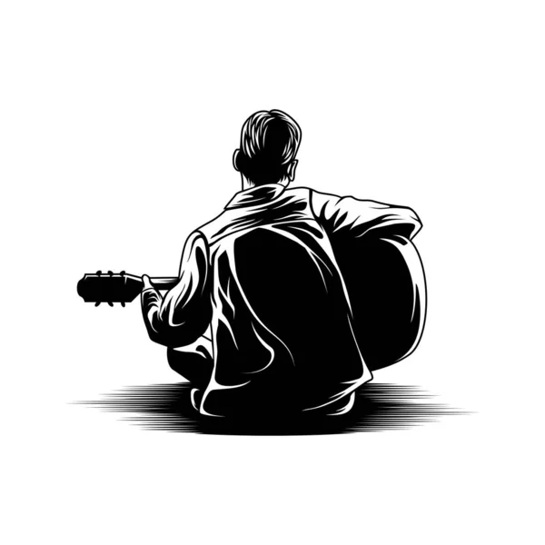 Gitar görüntüsü çizim vektörü oynayan çocuk