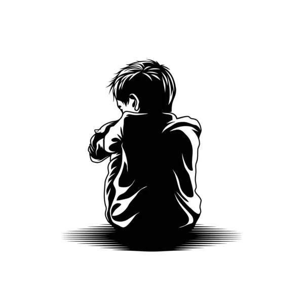 Enfant Triste Seul Illustration Vecteur — Image vectorielle