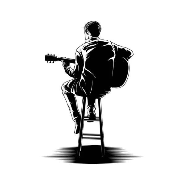 Man Spelen Gitaar Illustratie Vector — Stockvector