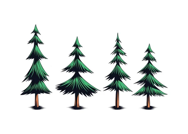 Pine Tree Set Illustration Vector — Stock Vector