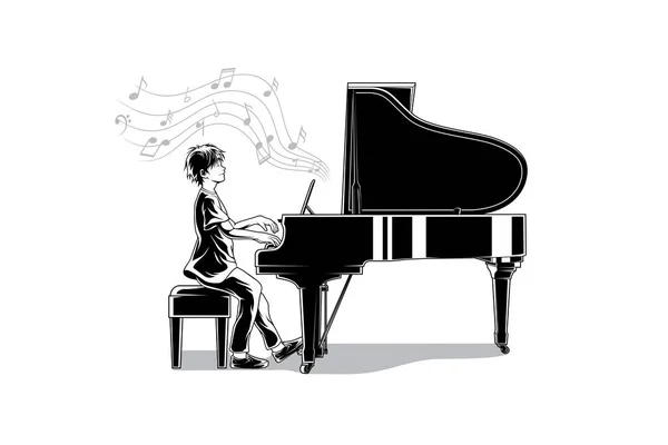 Meraviglioso Vettore Illustrazione Pianista — Vettoriale Stock