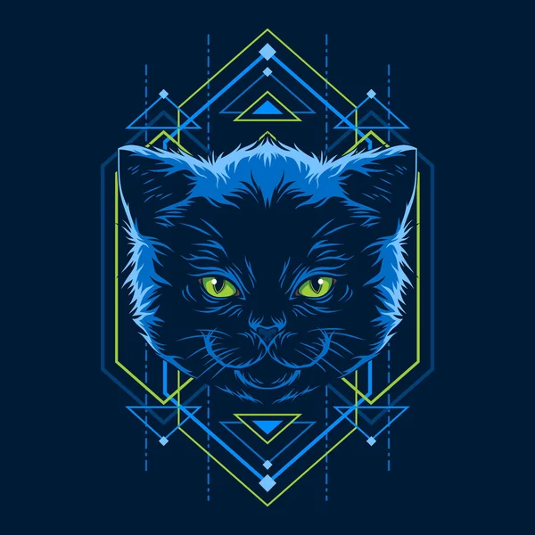 Ilustración Geometría Cabeza Gato — Vector de stock