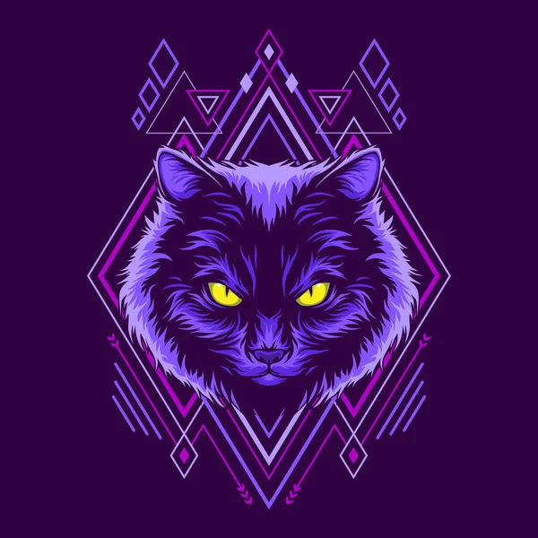 Kedi kafası geometri stili illüstrasyon