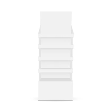 Karton POS Görüntü Modeli, Ön Görünüm, Beyaz Arkaplan 'da izole. Vektör İllüstrasyonu