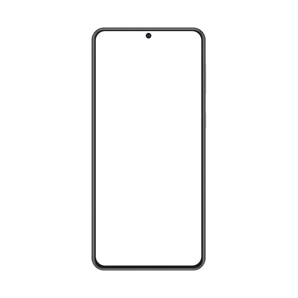Beyaz Ekran ile Modern Siyah Akıllı Telefon Mockup, Beyaz Arkaplan 'da izole edilmiş, Ön Görünüm. Vektör İllüstrasyonu
