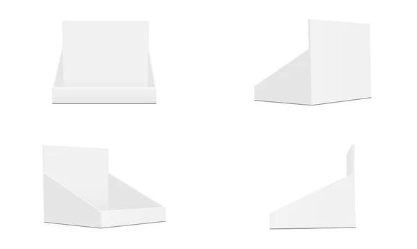 Set Von Pappschachtel Attrappen Mit Verschiedenen Ansichten Isoliert Auf Weißem — Stockvektor