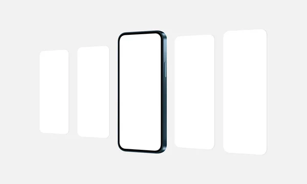 Смартфон Синий Макет Пустыми Экранами Приложения Перспективный Вид Сбоку Векторная — стоковый вектор
