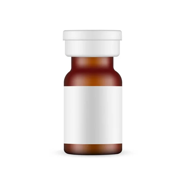 Small Amber Glass Medical Ampoule Mockup Blank Label Vector Illustration — Stock Vector