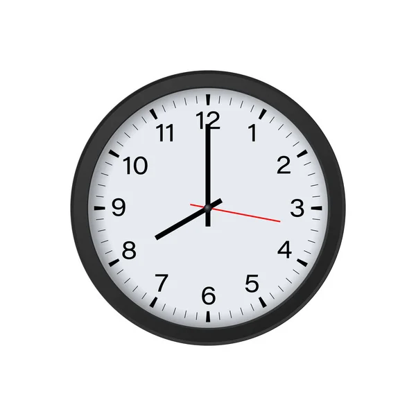 Reloj Negro Redondo Mockup Mostrando Punto Aislado Sobre Fondo Blanco — Vector de stock